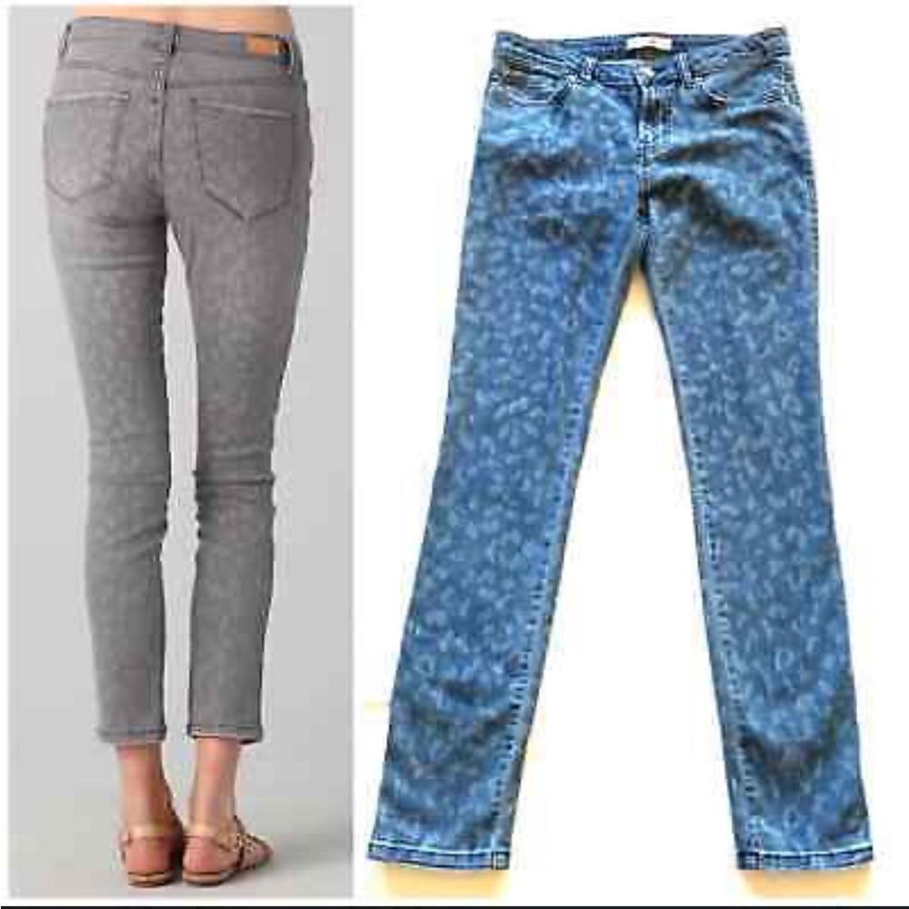 Rebecca Taylor Blue Leopard Print Skinny Jeans